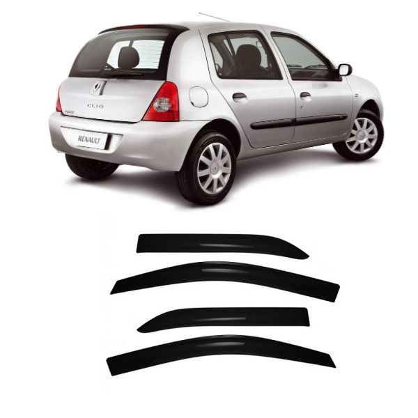 Calha de Chuva Defletor Clio Hatch e Sedan 2000 a 2016 4 Portas TG Poli