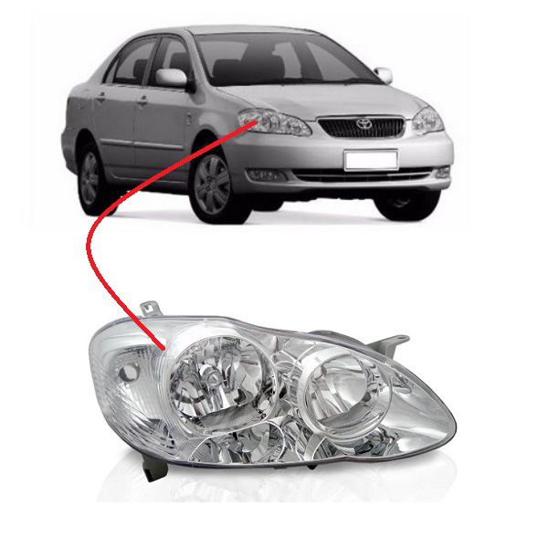 Farol Corolla 2005 a 2008 Direito Cromado