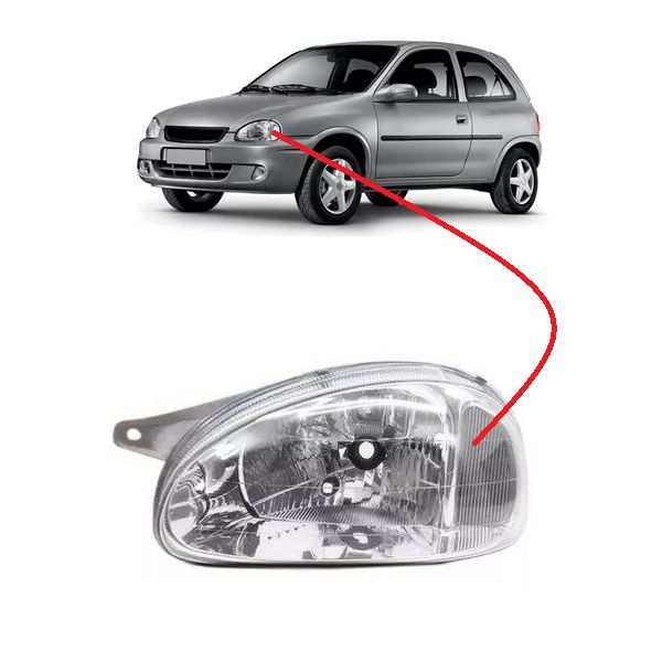 Farol Corsa 2000 a 2002 Carcaça Preta Esquerdo 