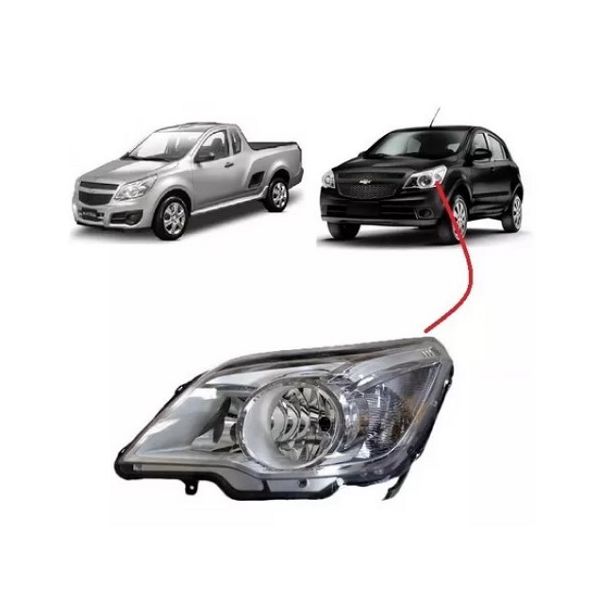 Farol Agile 2009 a 2013 Montana 2009 a 2016 Mascara Cromada Esquerdo