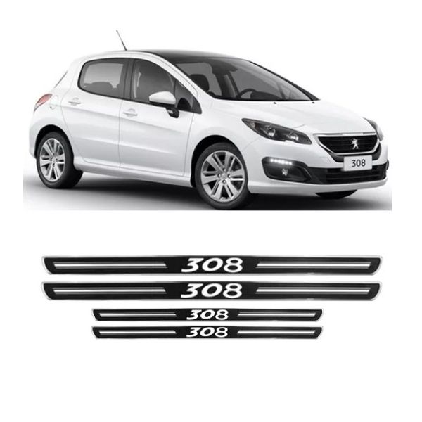 Soleira Porta Peugeot 308 Resinado Premium Preto URA