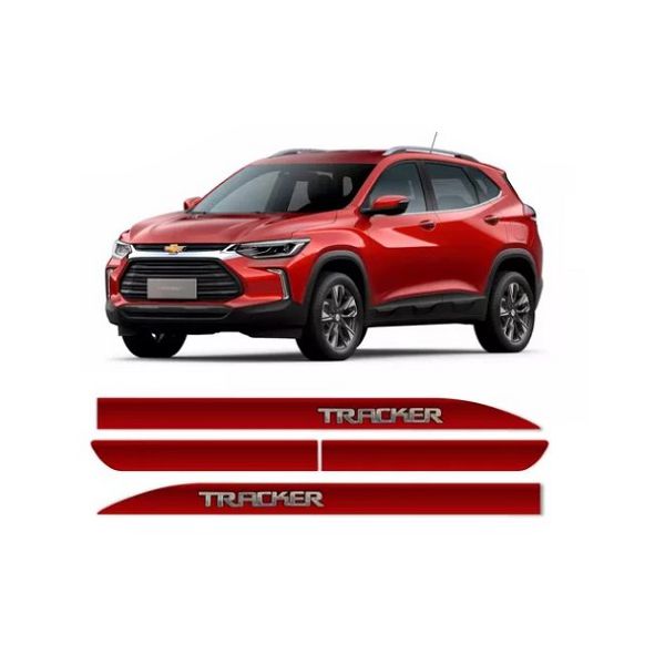 Kit Friso Lateral Tracker Vermelho Chilli Alto Relevo Sean Car