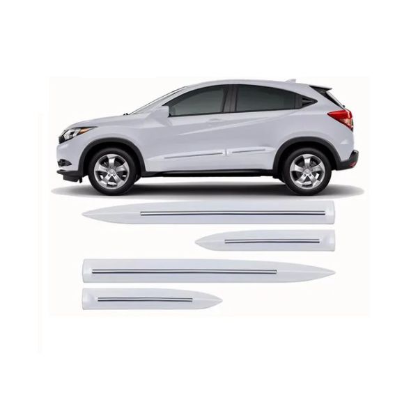Kit Friso Lateral HRV Branco Taffeta com Friso Cromado Sean Car