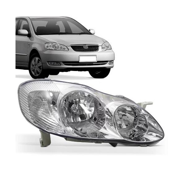 Farol Corolla 2003 a 2008 Mascara Cromada Direito