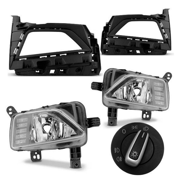 Kit Farol de Milha Polo/ Virtus 2017 a 2022 com DRL Função Seta Suits