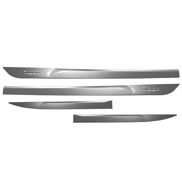 Kit Friso Lateral Slim Tiggo 2/ 5/ 7/ 8 2021/ Cinza Metálico com Nome Cromado