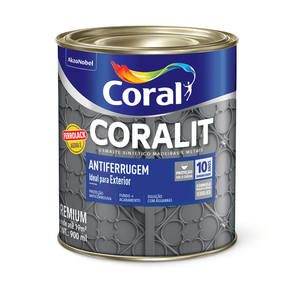 Fundo Coralit Antiferrugem 0,9L Cinza