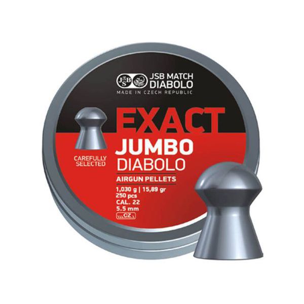 Chumbinhos JSB Exact Jumbo 5,5mm Peso médio: 1,030g / 15,89 gr lata com 250 pçs