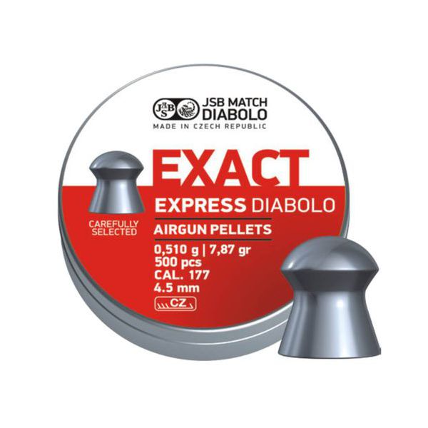 Chumbinhos JSB Exact Express 4,5mm Peso médio: 0,510g / 7,87 gr lata com 500 pçs