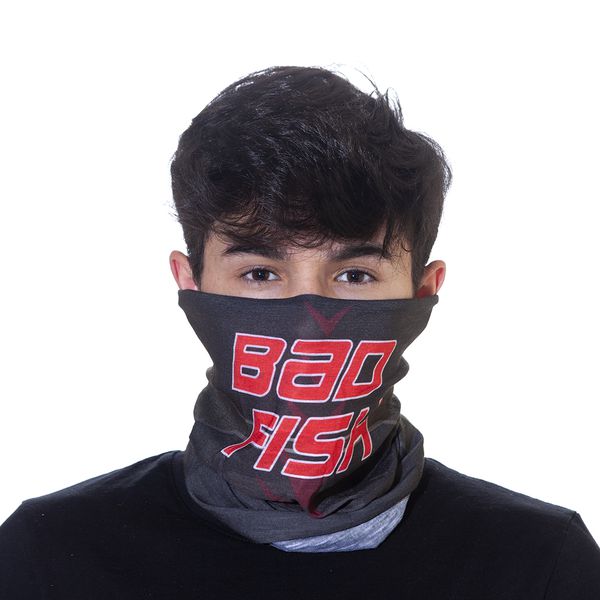 Máscara Bandana de Proteção Solar (FPS UV50) Preto e Vermelho 2
