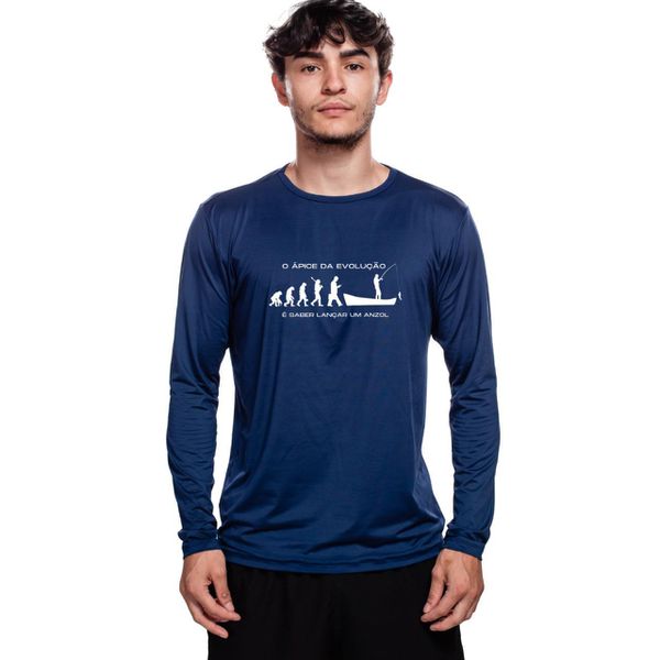 Camisa Manga Longa Masculina Dry Fit Bad Fish Evolução - Azul Marinho