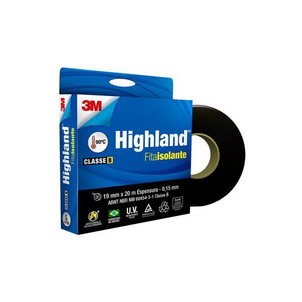 FITA ISOLANTE HIGHLAND 19MMX20M PRETA