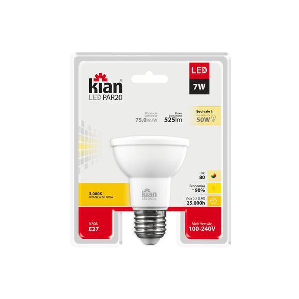 LAMPADA LED PAR20 7W 3000K BIVOLT