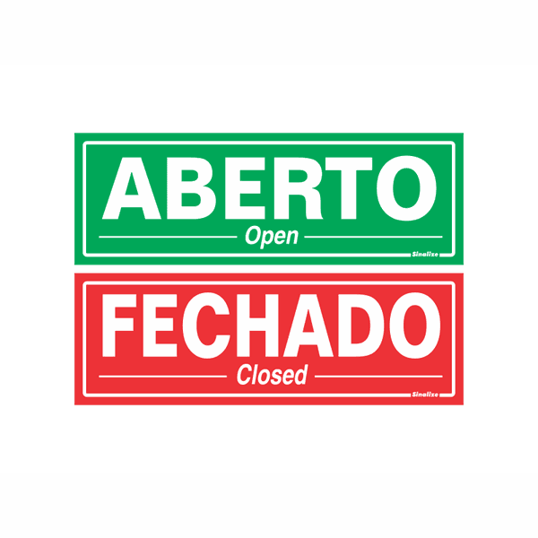 PLACA SINALIZAÇÃO PVC 20X30CM (ABERTO/FECHADO)