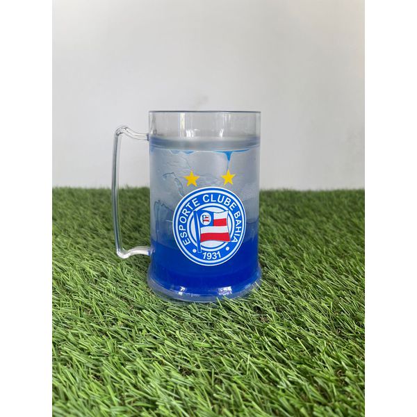 Caneca Transparente com Gel Azul Bora Bahêêêa. 