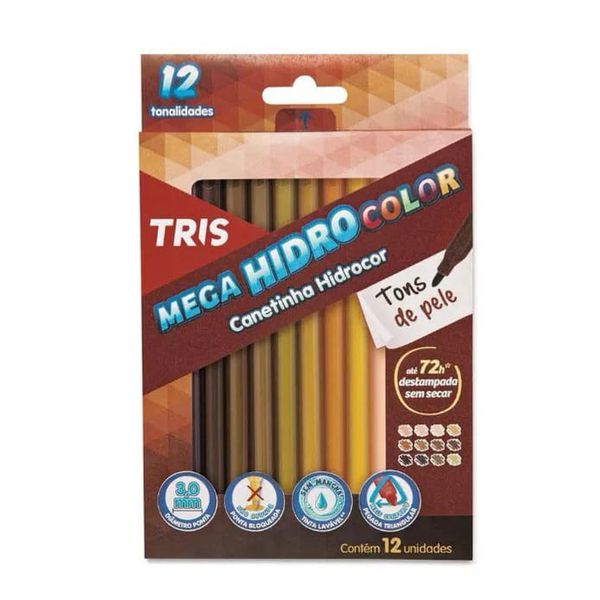 Conjunto De canetinha Tons de Pele 12 Cores Tris