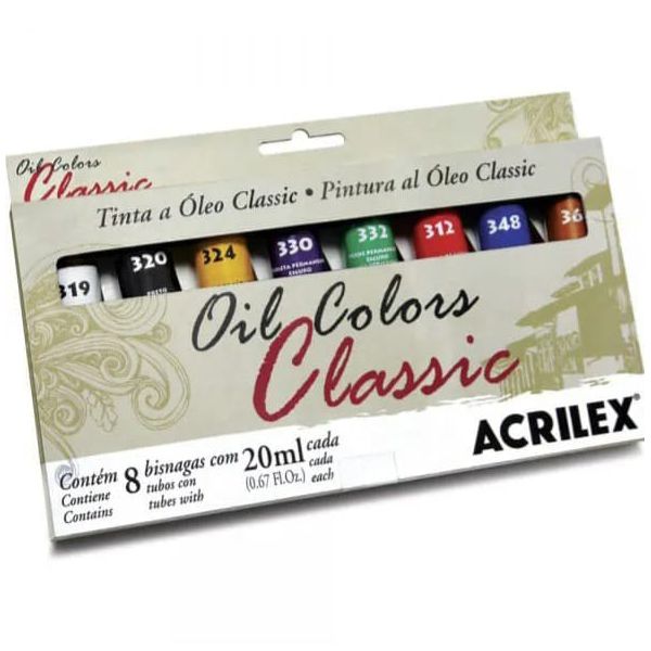 Estojo Tinta Óleo Classic Colors Acrilex com 8 Bisnagas - Acrilex