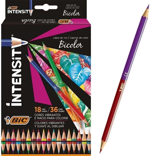 Lápis De Cor Bicolor Intesity 18 Lápis 36 Cores- Bic