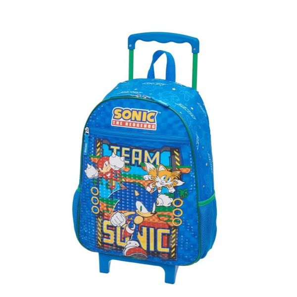 Mochila Escolar com Rodinhas Sonic Blue - Edição Velocidade