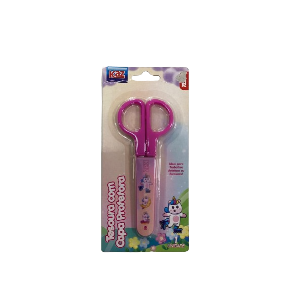 TESOURA ESCOLAR 12CM C/PROT UNICORNIO KAZ