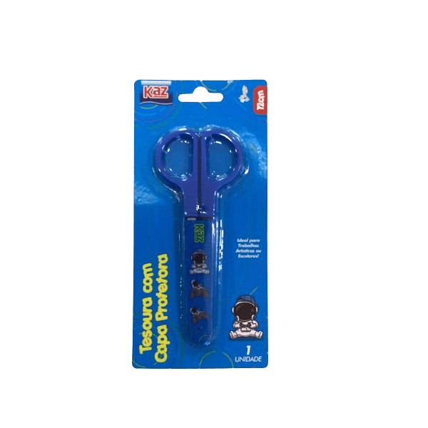 TESOURA ESCOLAR 12CM C/PROT ASTRONAUTA KAZ