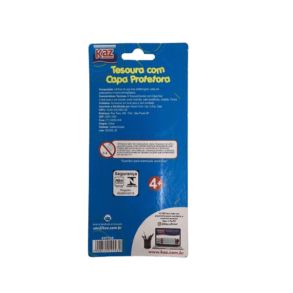 TESOURA ESCOLAR 12CM C/PROT ASTRONAUTA KAZ