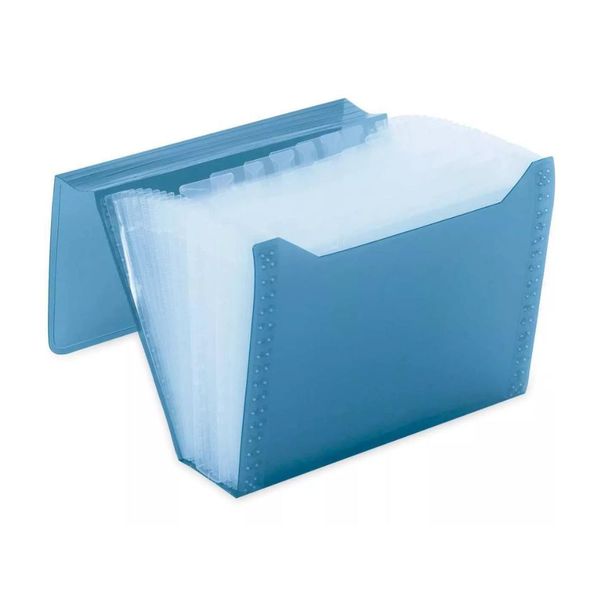  Pasta Sanfonada C/31 Divisórias Azul New L A4 Polibras 