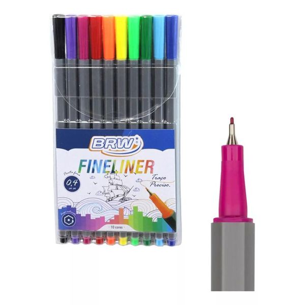 Kit Caneta Fineliner BRW 0.4mm - Conjunto de 12 Un.