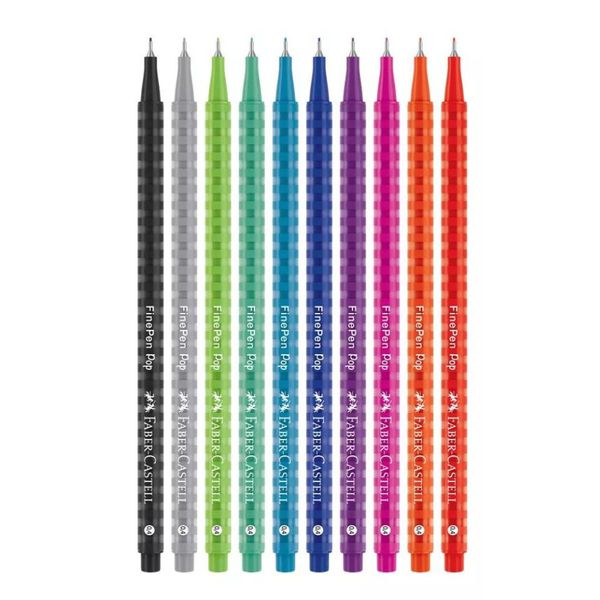 Caneta Ponta Fina Fine Pen Pop - 10 Cores Faber-Castell