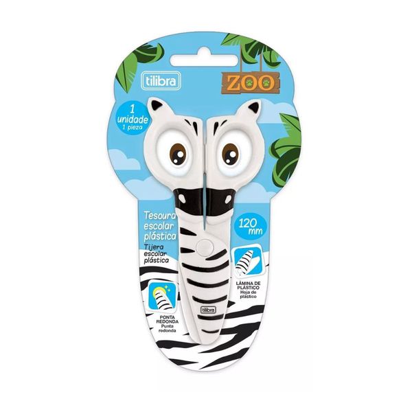 Tesoura Tilibra Zoo Zebra - Escolar 12cm
