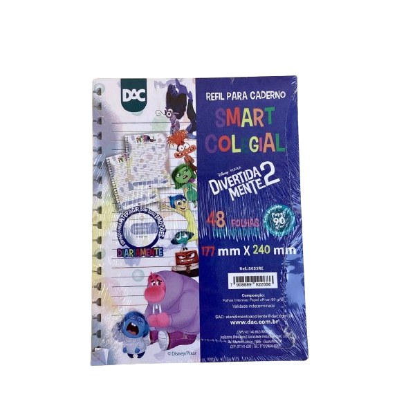 Bloco P/ Caderno Smart Colegial 48F Divertida Mente 2 Dac