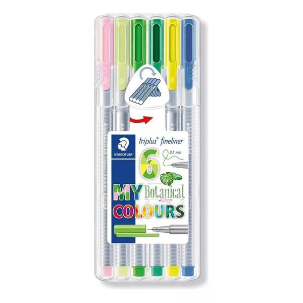 Kit Canetas Fineliner Staedtler - 6 Cores Botanical