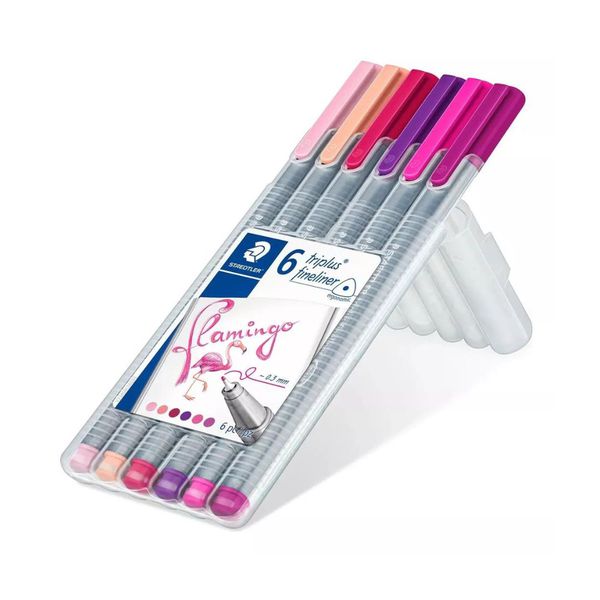 Kit Canetas Fineliner Staedtler - 6 Cores Flamingo 