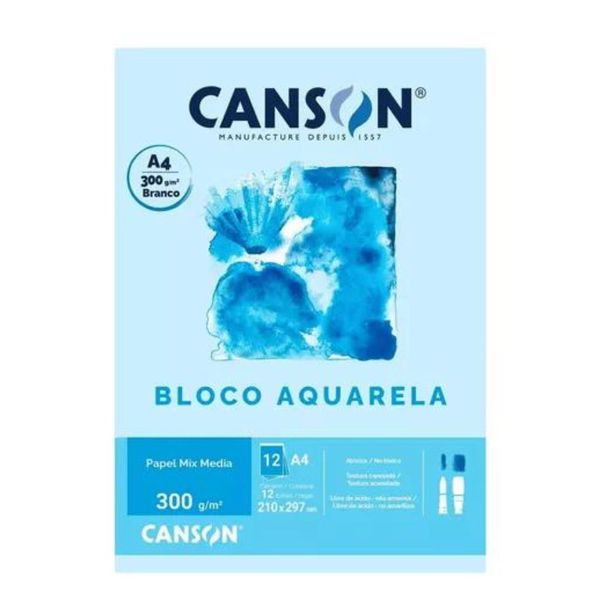 Bloco Canson Aquarela 300g A4 - 12 Folhas