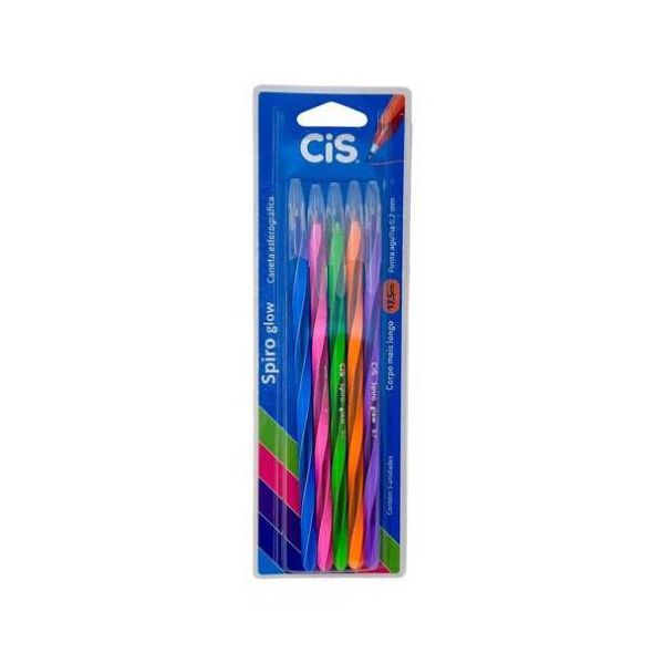 Kit Canetas Spiro Glow 0,7mm CIS - 5 Unidades