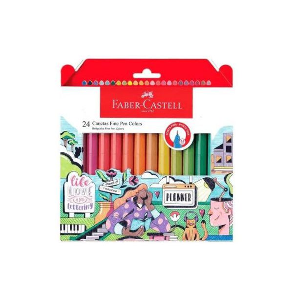 Kit Caneta Fine 24 Cores Faber Castell - Expressão Criativa