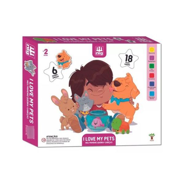 Quebra-Cabeça Infantil I Love My Pets - 18 Peças Nig