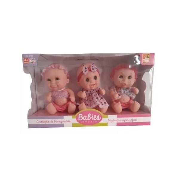 Boneca Trigêmeas Expressões Sortidas - Bee Toys
