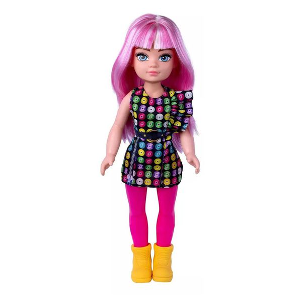 Boneca Charmosa Fashion Cabelo Rosa - Cotiplás