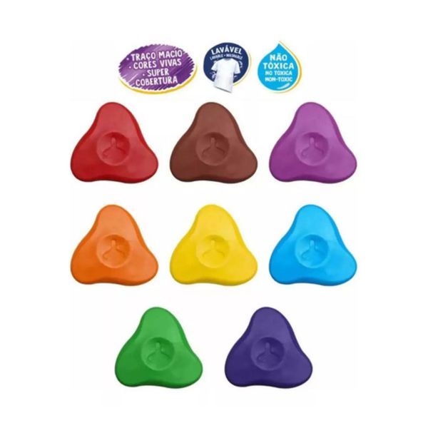 Giz de Cera Triangular 8 Cores Acrilex