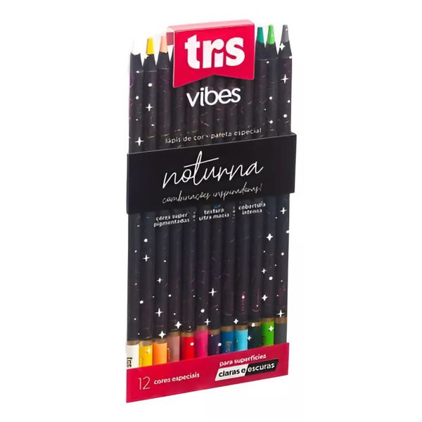 Lápis de Cor 12 Cores Vibes Noturna Tris