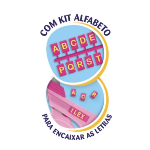 Tesoura Escolar com Kit Alfabeto Azul Acrilex 