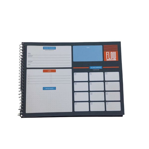 Caderno Espiral Capa Dura Cartografia Milimetrado Flow 80 Folhas Jandaia