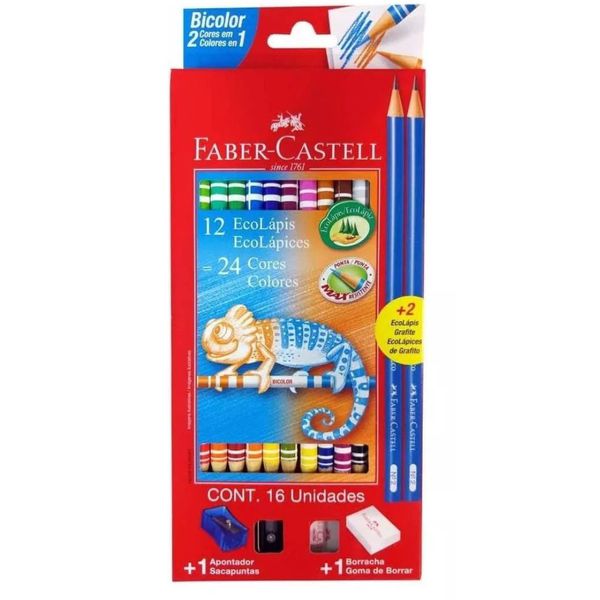 Lápis de Cor Bicolor 24 Cores Faber-Castell