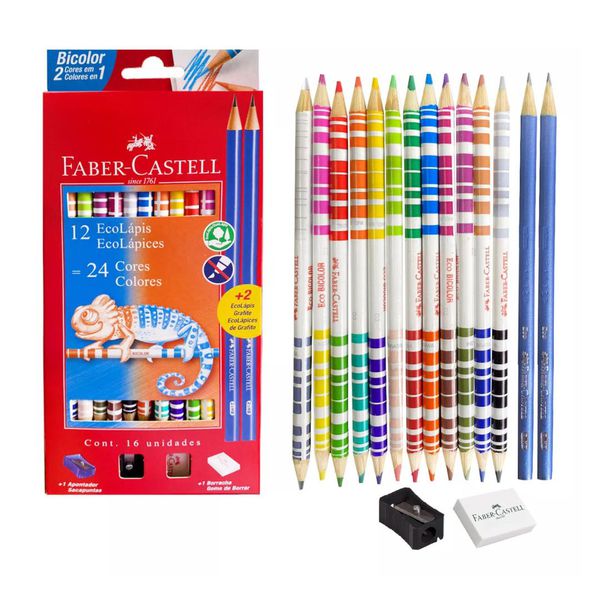Lápis de Cor Bicolor 24 Cores Faber-Castell