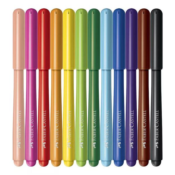 Canetinha Hidrográfica Ponta Vai E Vem 12 Cores Faber Castell