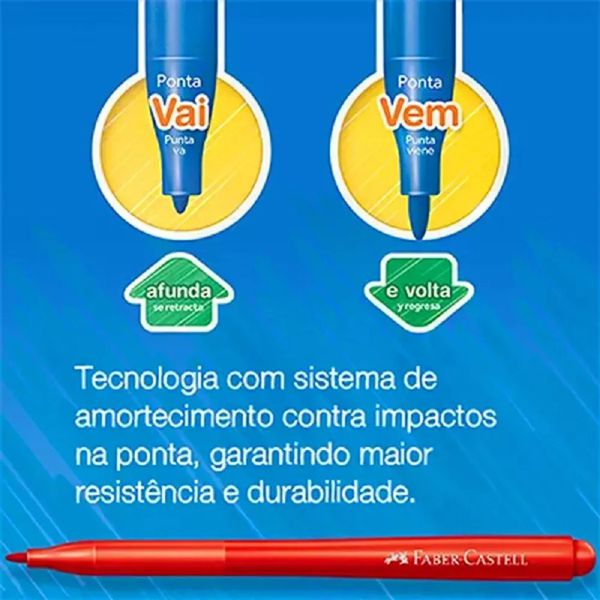 Canetinha Hidrográfica Ponta Vai E Vem 12 Cores Faber Castell