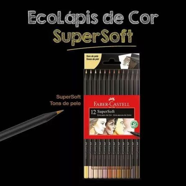 Lápis de Cor 12 Cores Soft Tons Pele Faber Castell 