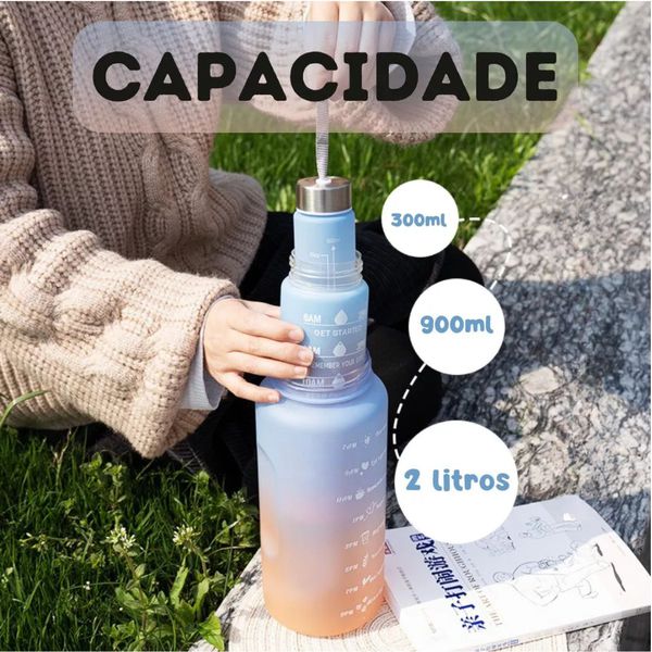Garrafas Motivacional Kit C/3 Sortidas Squeeze Interponte