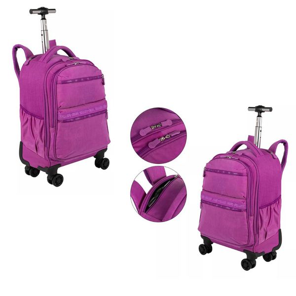  Mochila Com Rodinha Paul Frank Orquídea da Sestini